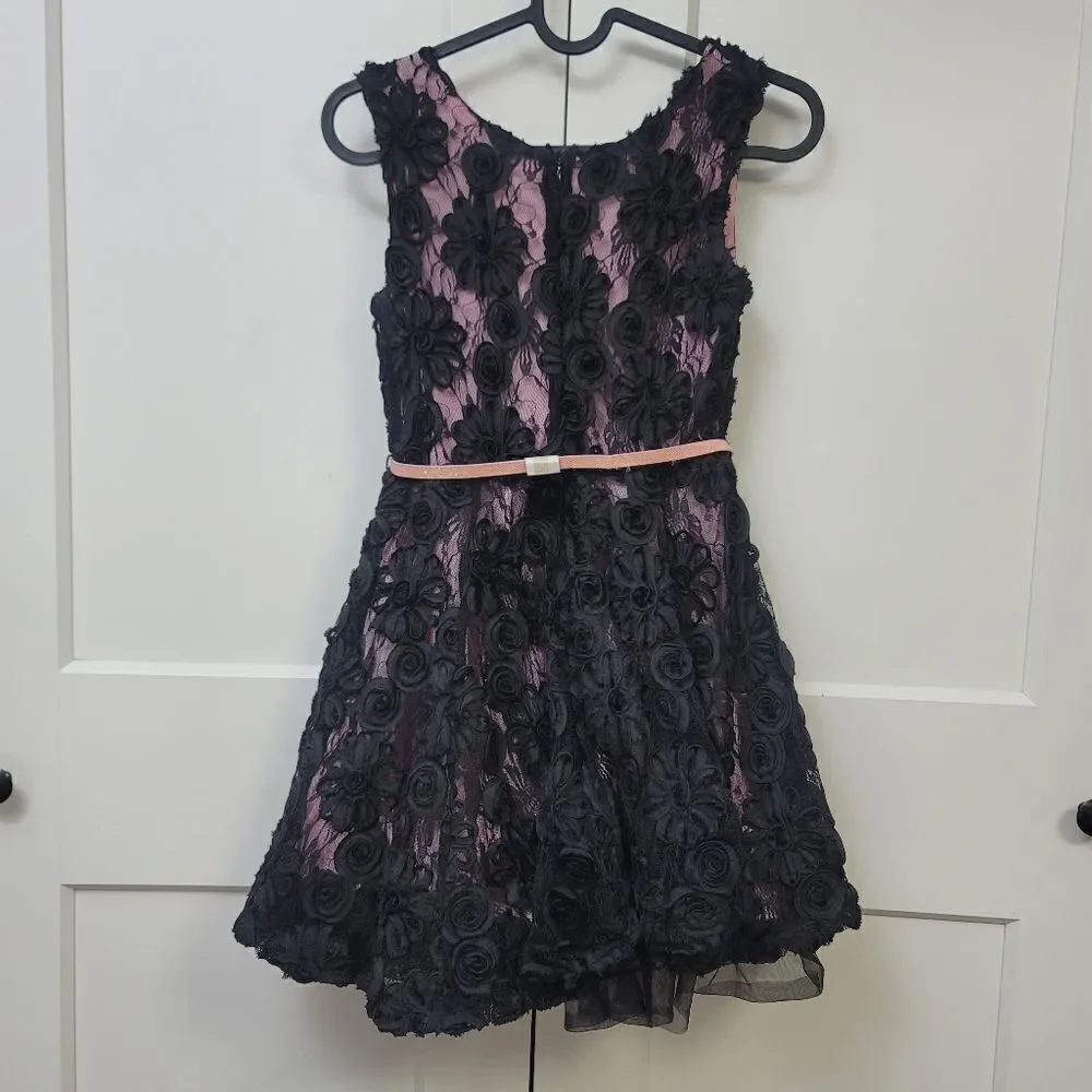 Beautees girls sleeveless rose and crinoline party dress, 10